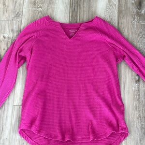 American Eagle Fuchsia Waffle Knit Top